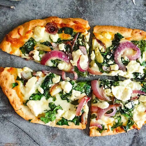 Spinach and Feta Flatbread Pizza - Tasty Oven