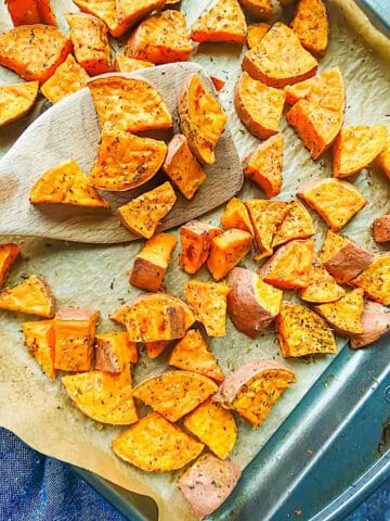 Crispy Roasted Sweet Potatoes (air fryer and oven methods)