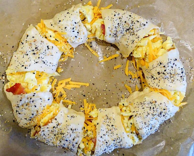 Breakfast Croissant Ring Bacon, Egg, and Cheese, Great for Holidays!