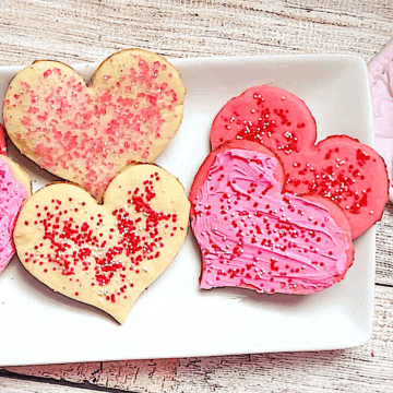 Valentine's butter cookies on a white plate