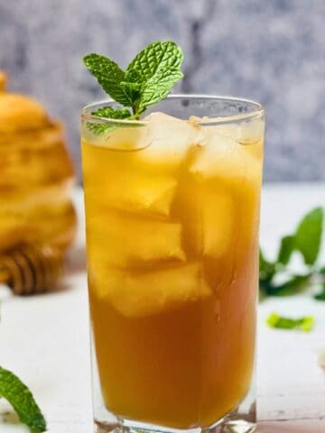 iced green tea in a glass