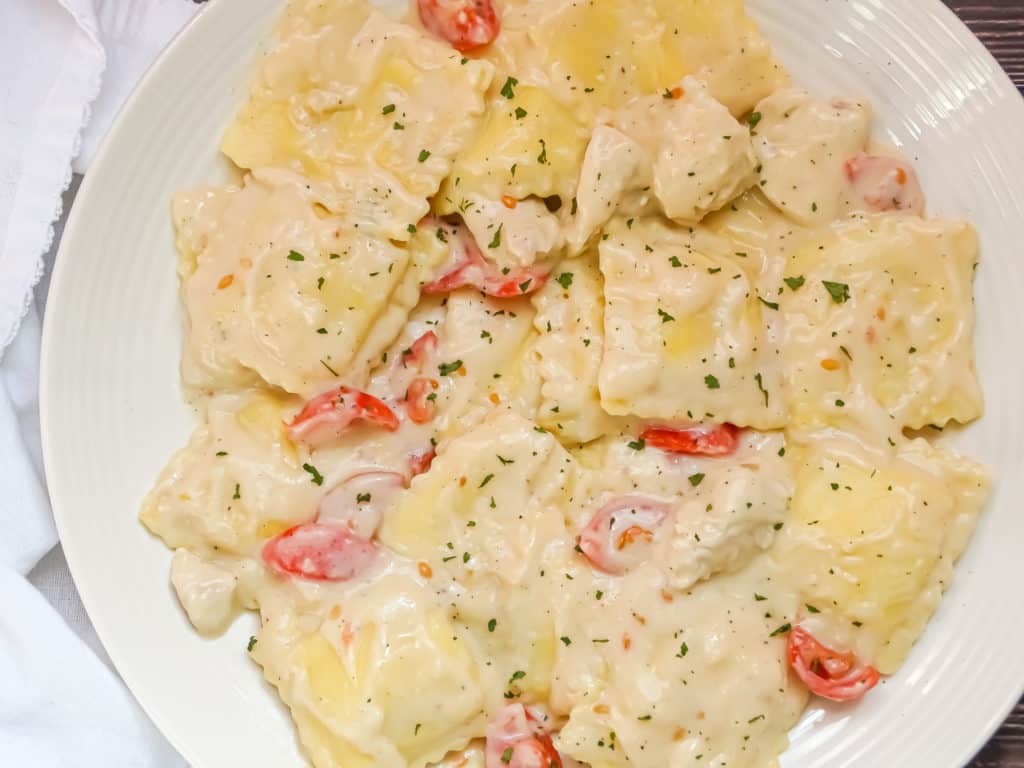 pasta sprinkled with parsley