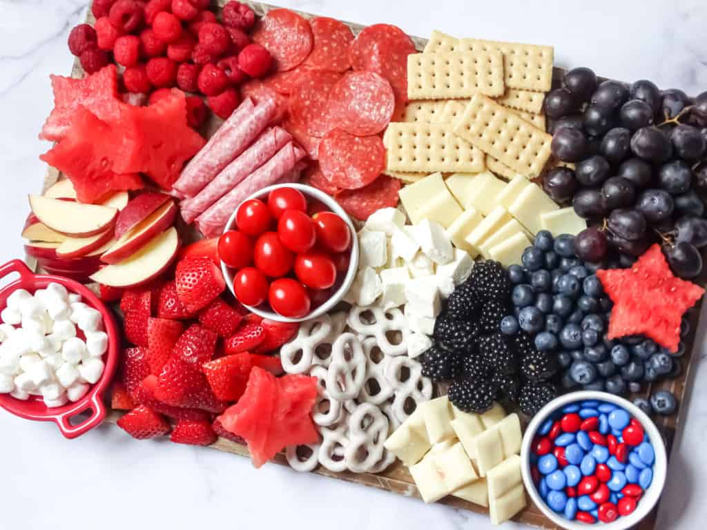 kids 4th of july snack board