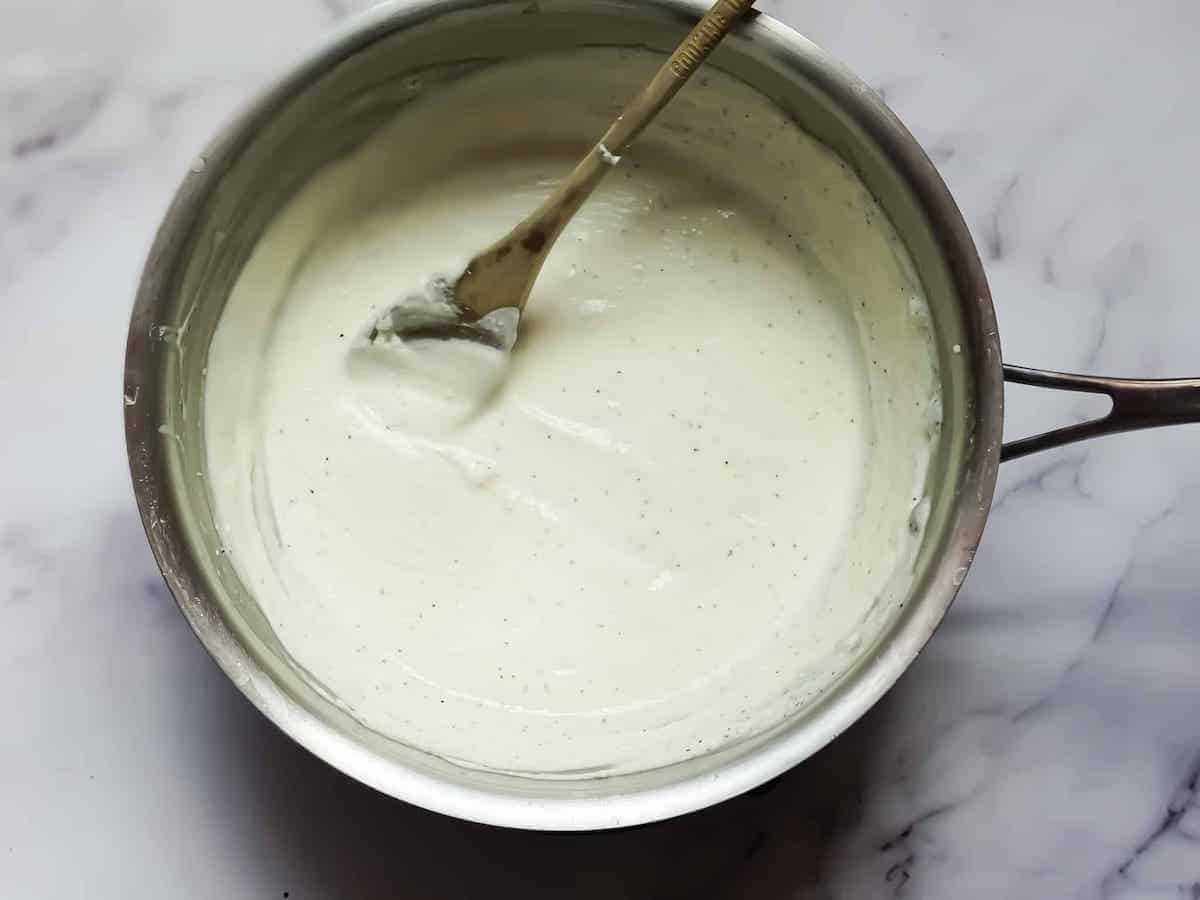 white creamy sauce in a pot