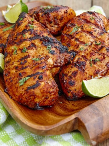 lemon lime chicken on a serving tray
