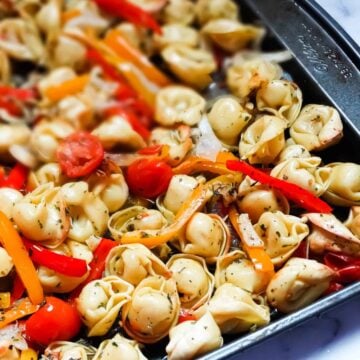 sheet pan roasted vegetable tortellini