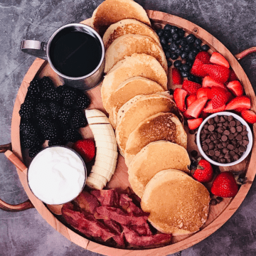 family breakfast feast: pancake breakfast charcuterie board