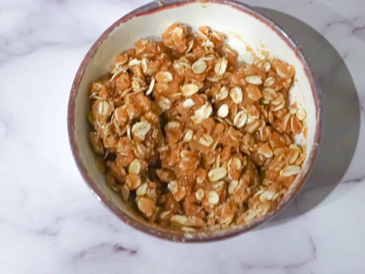apple crisp topping in a bowl