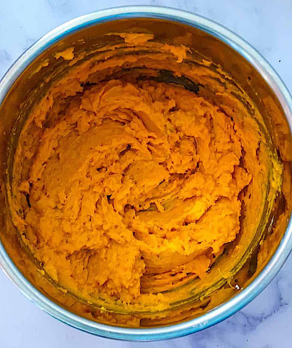 mashed sweet potatoes in a pressure cooker