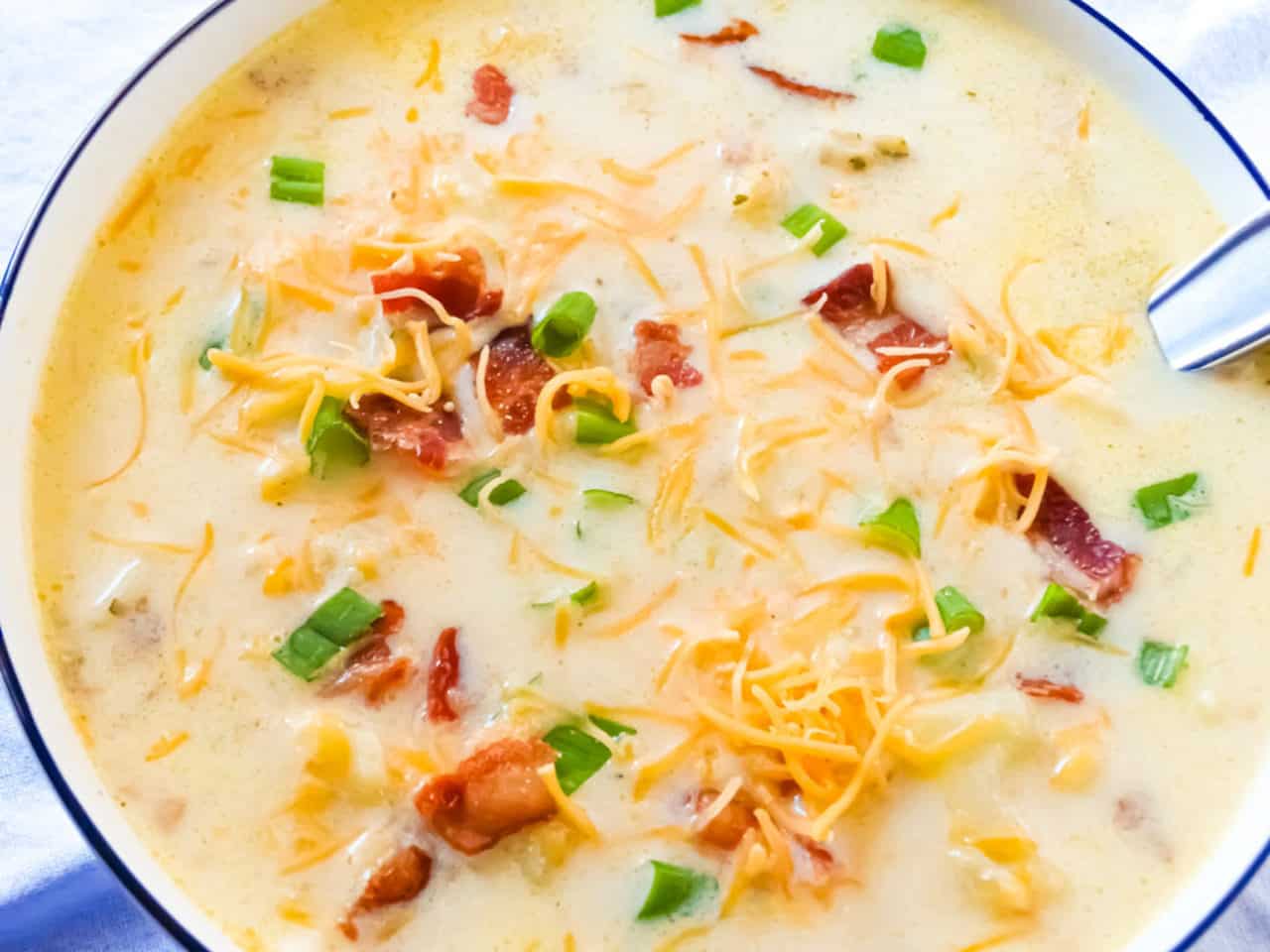 Slow Cooker Potato Soup With Bacon - Made With Yogurt And Sour Cream