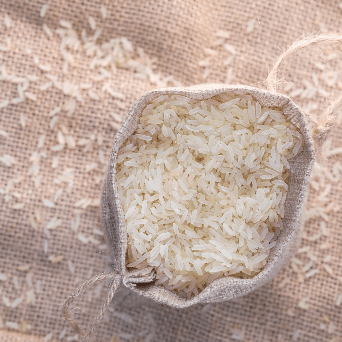 bag of white rice on rice paper