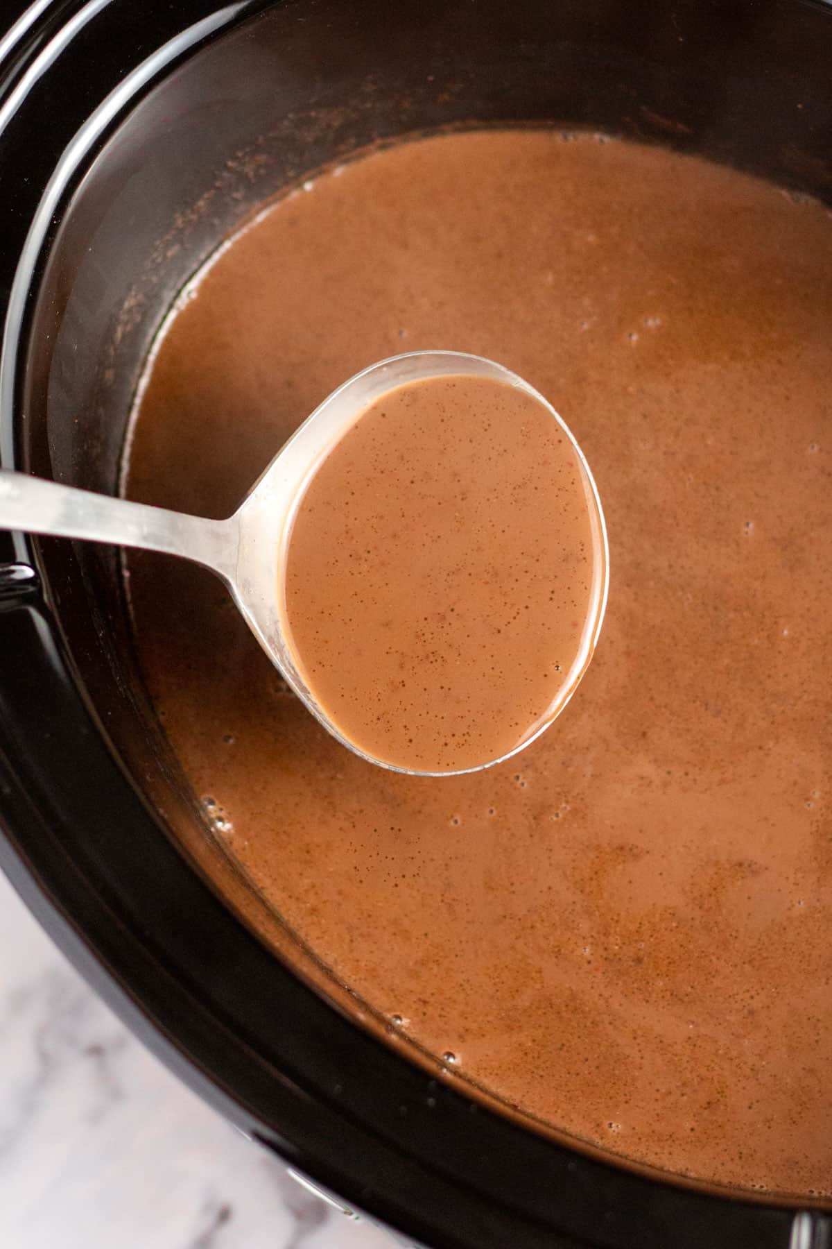 slow cooker hot cocoa in a crock pot