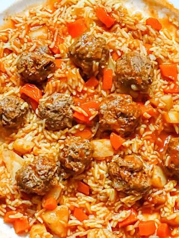 kebab hindi with lamb meatballs and saffron rice