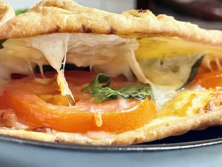 Air Fryer Grilled Cheese Sandwich Tomato Basil Mozzarella