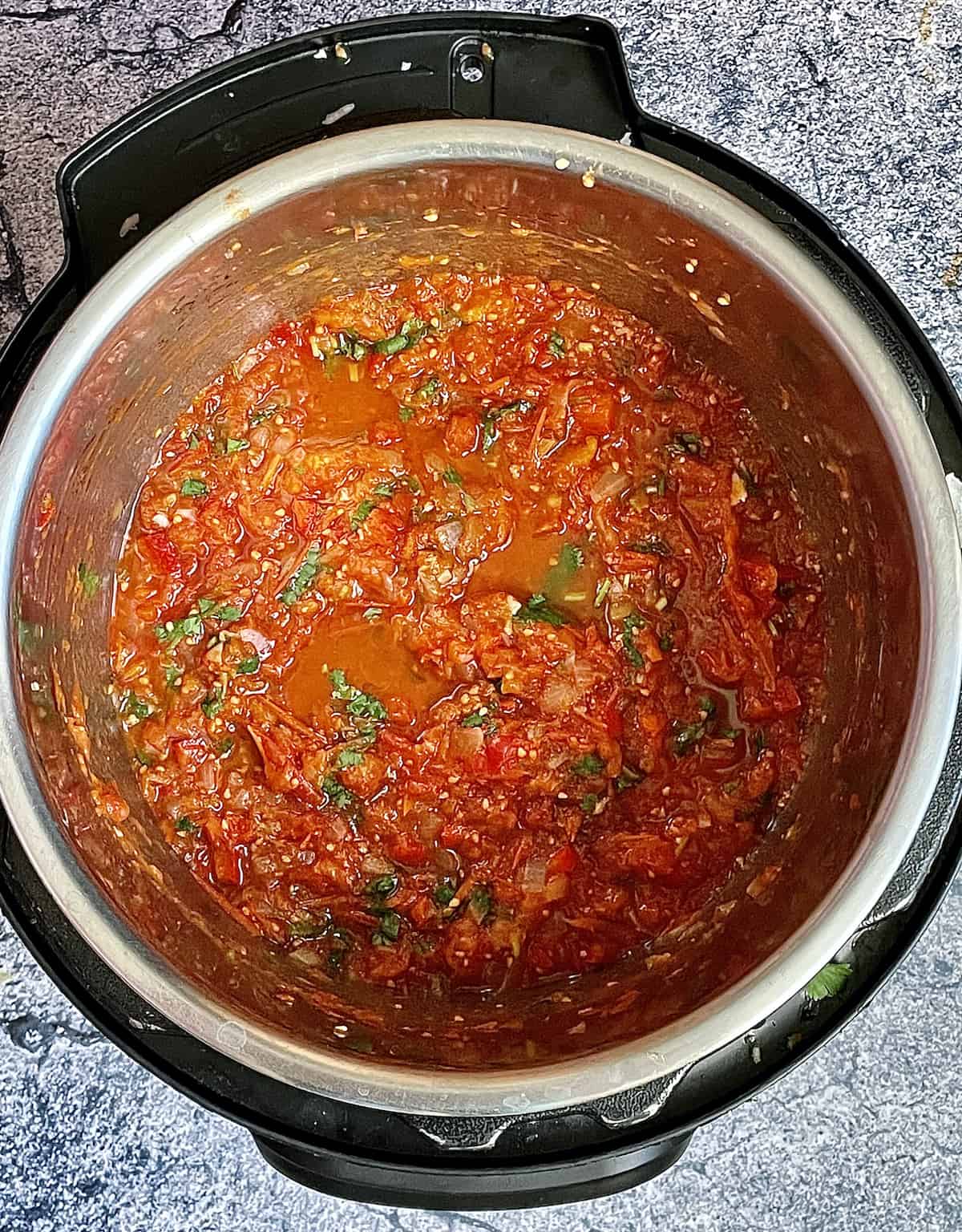 cooked tomatoes and vegetables in the instant pot