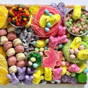 Easter candy charcuterie board with traditional easter candy