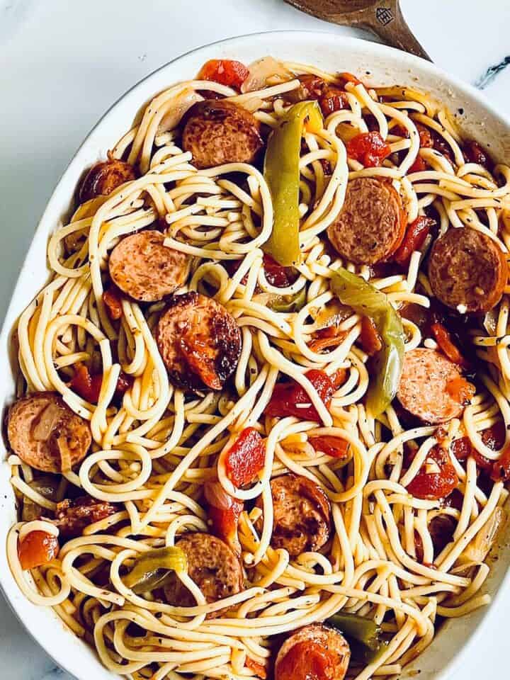 Air Fryer Kielbasa and Peppers Tasty Oven