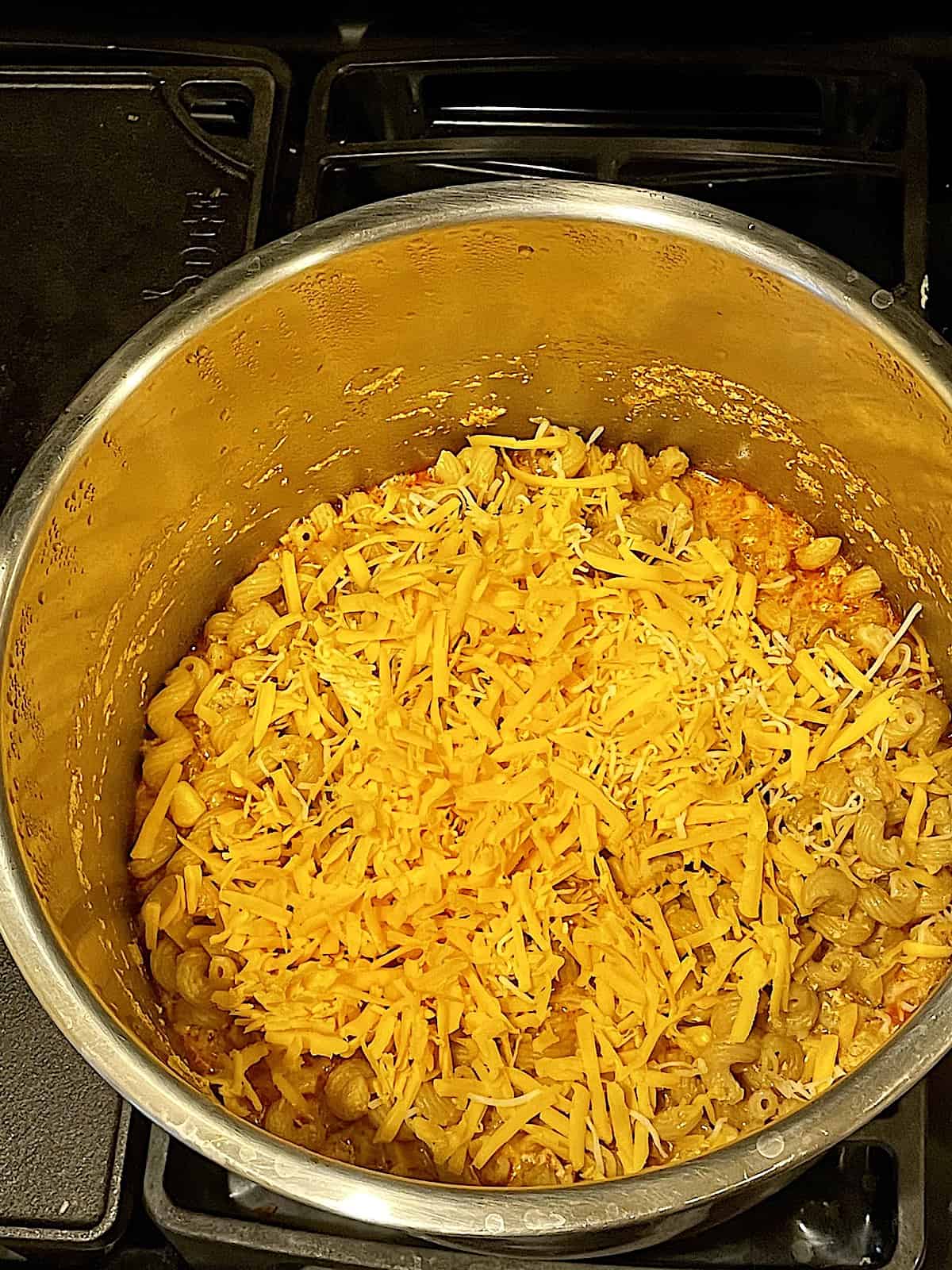 cheese added to taco pasta