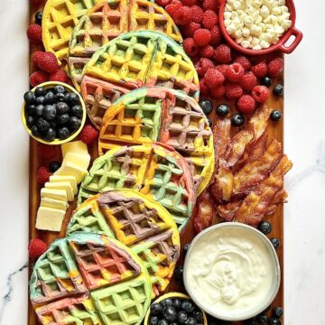 rainbow waffle charcuterie board picture