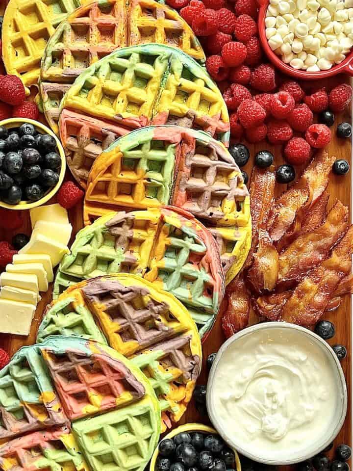 rainbow waffle charcuterie board picture
