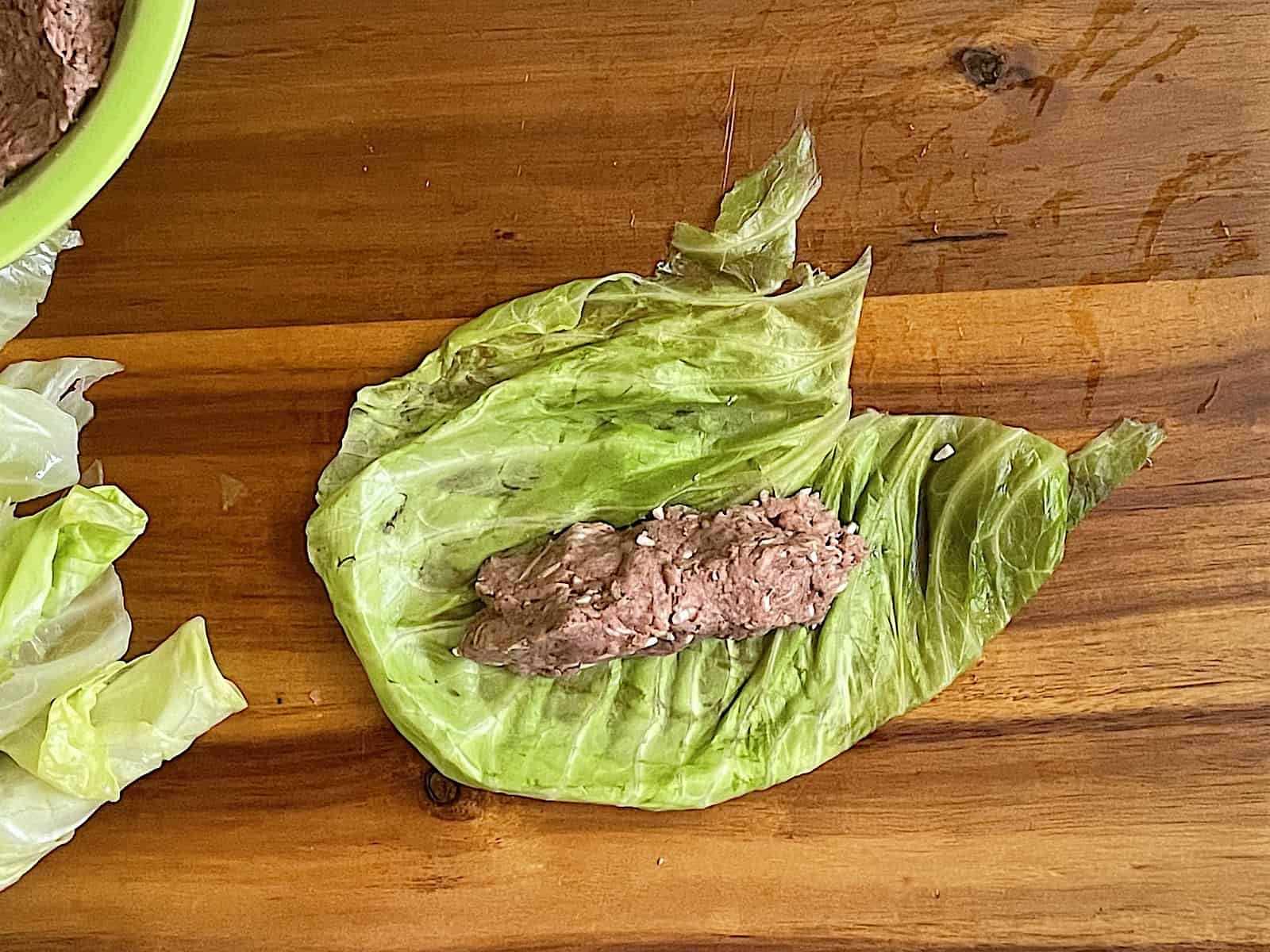 cabbage rolled stuffed with lamb and rice