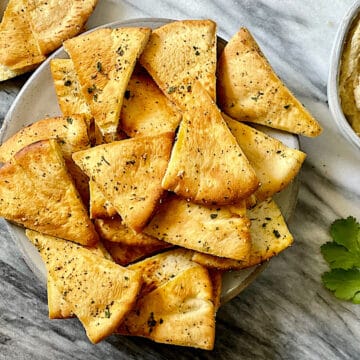 air fryer pita chips on a plate