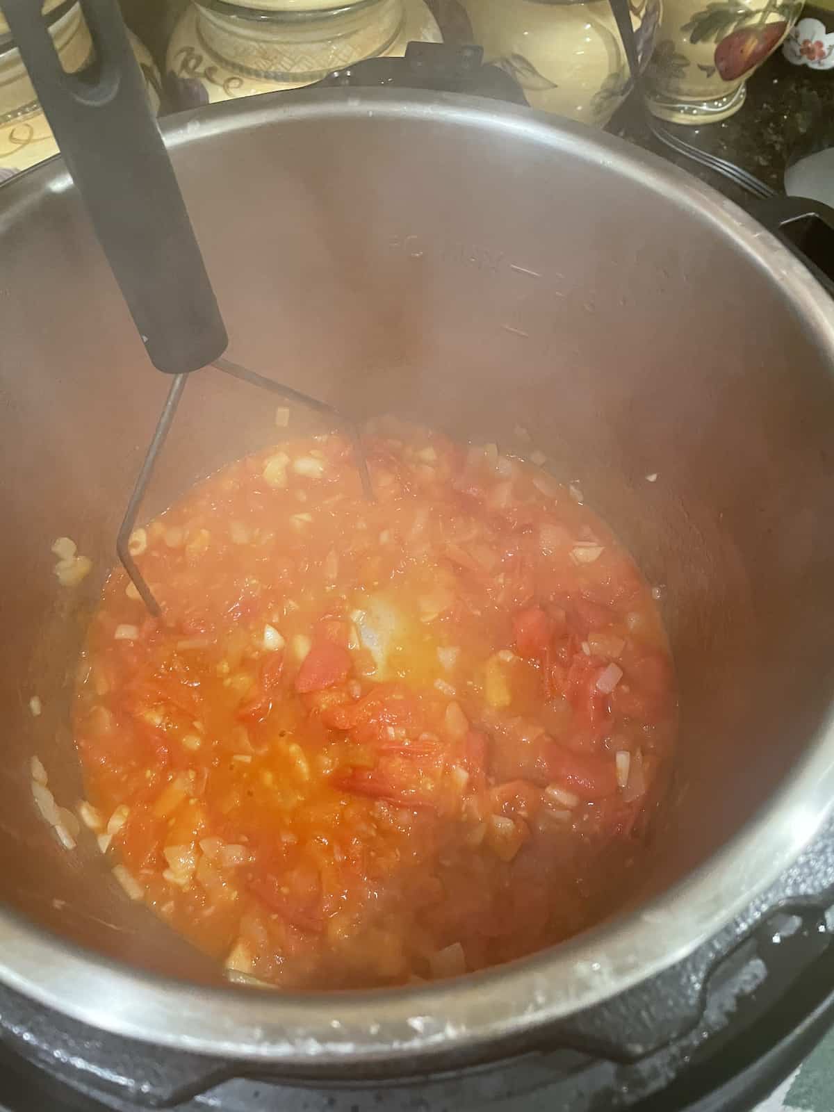 cooked down tomatoes in the instant pot