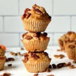 air fryer morning glory muffins in a stack