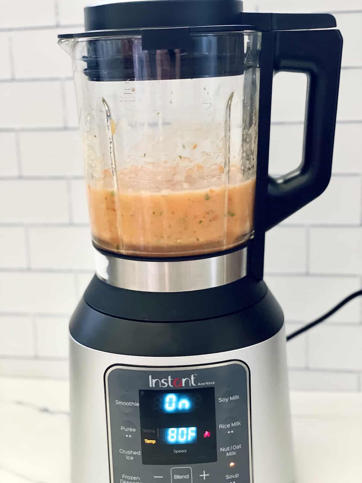 blended and cooked mango, tomato, habanero, onion, garlic in an Instant Pot cooking blender