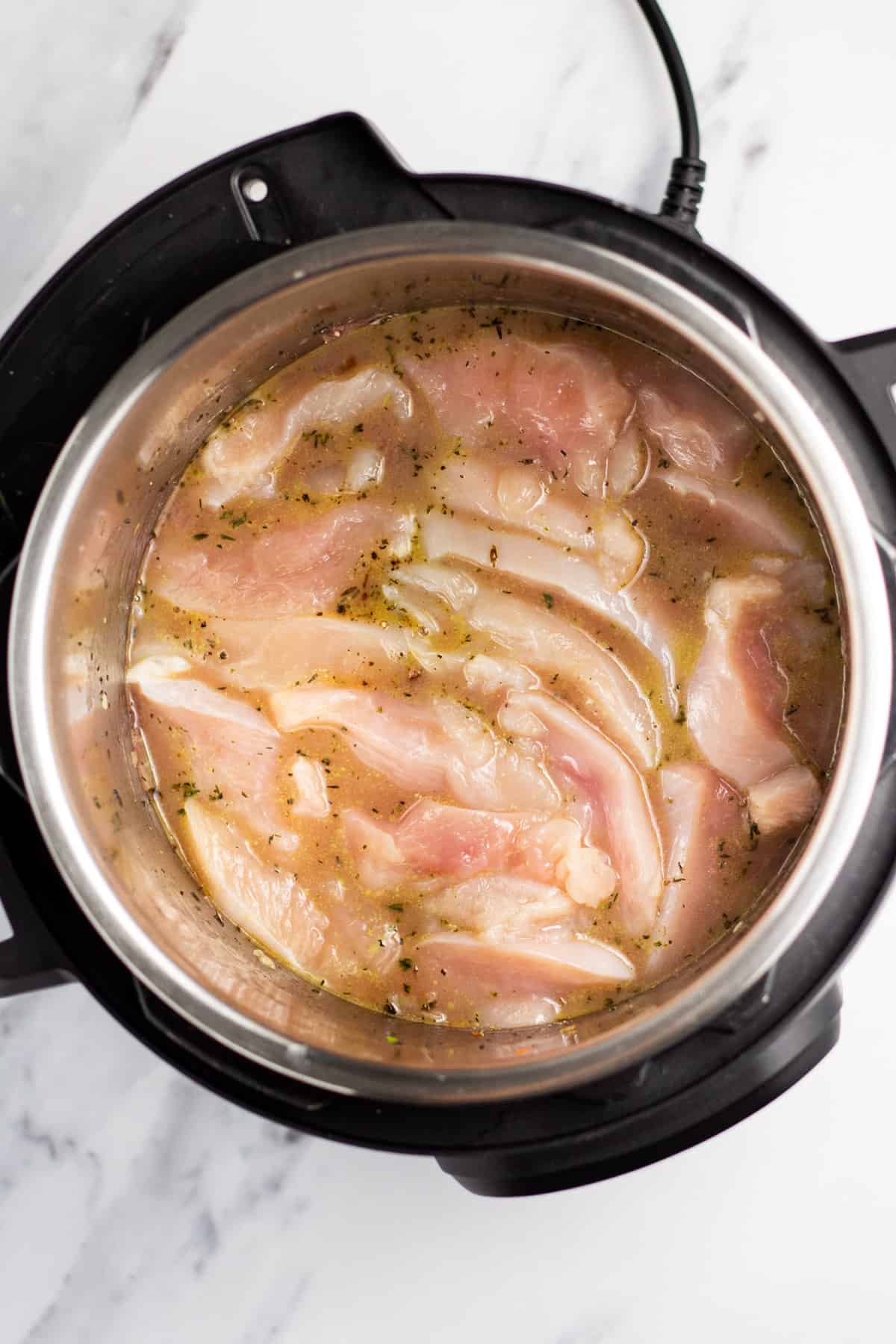 chicken added to the instant pot