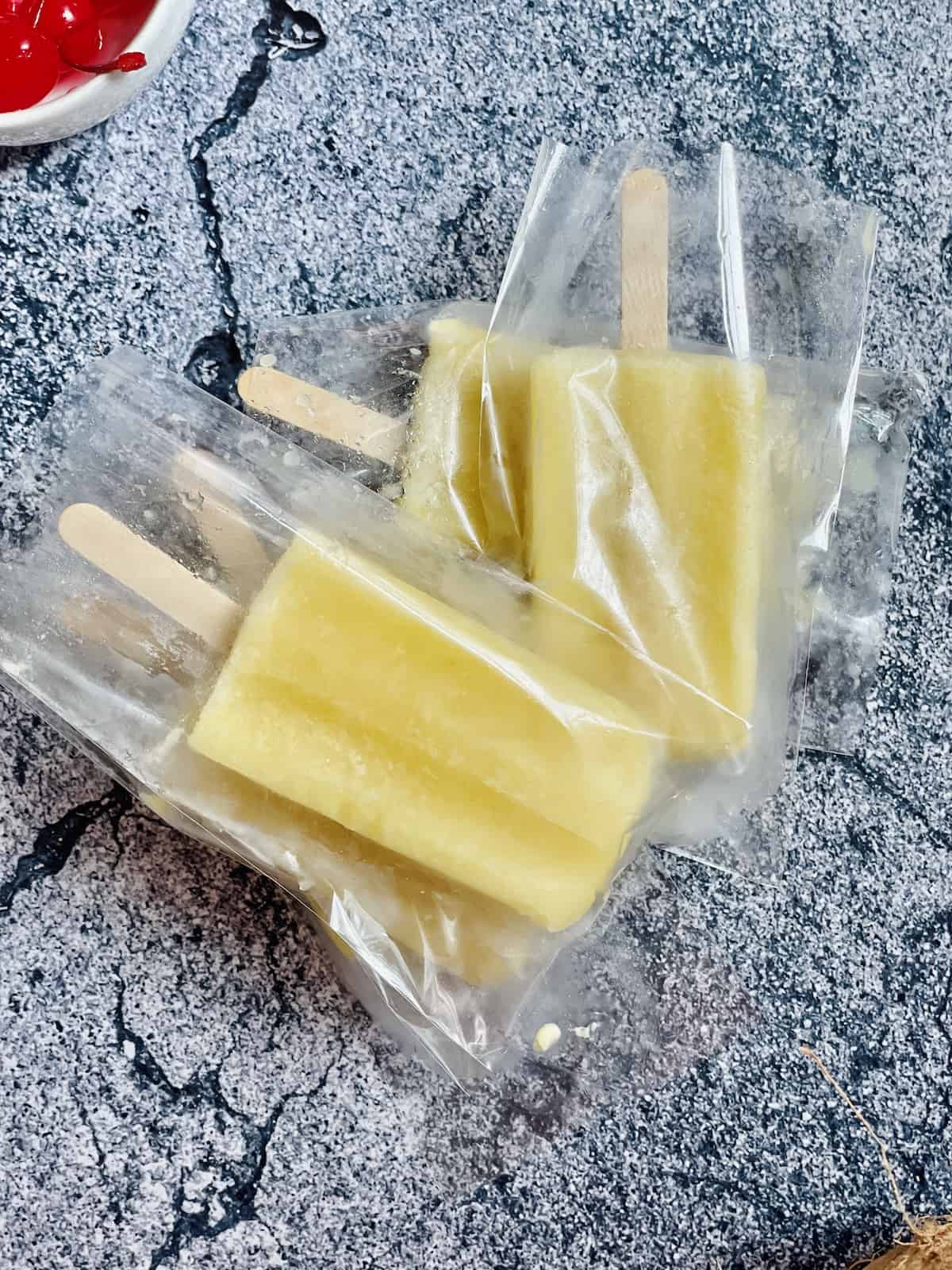 homemade popsicles in storage baggies