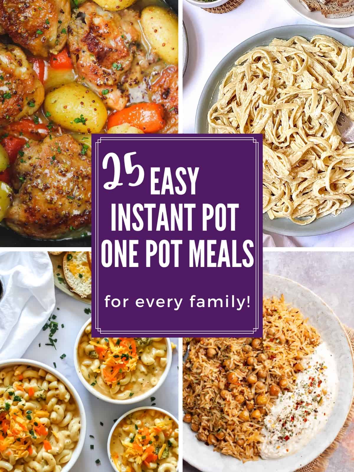 collage of easy instant pot one pot meals