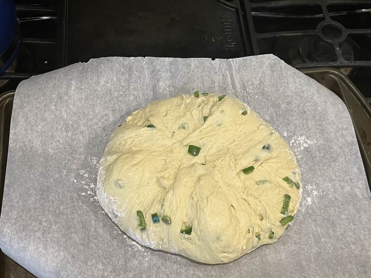 bread dough on a baking sheet