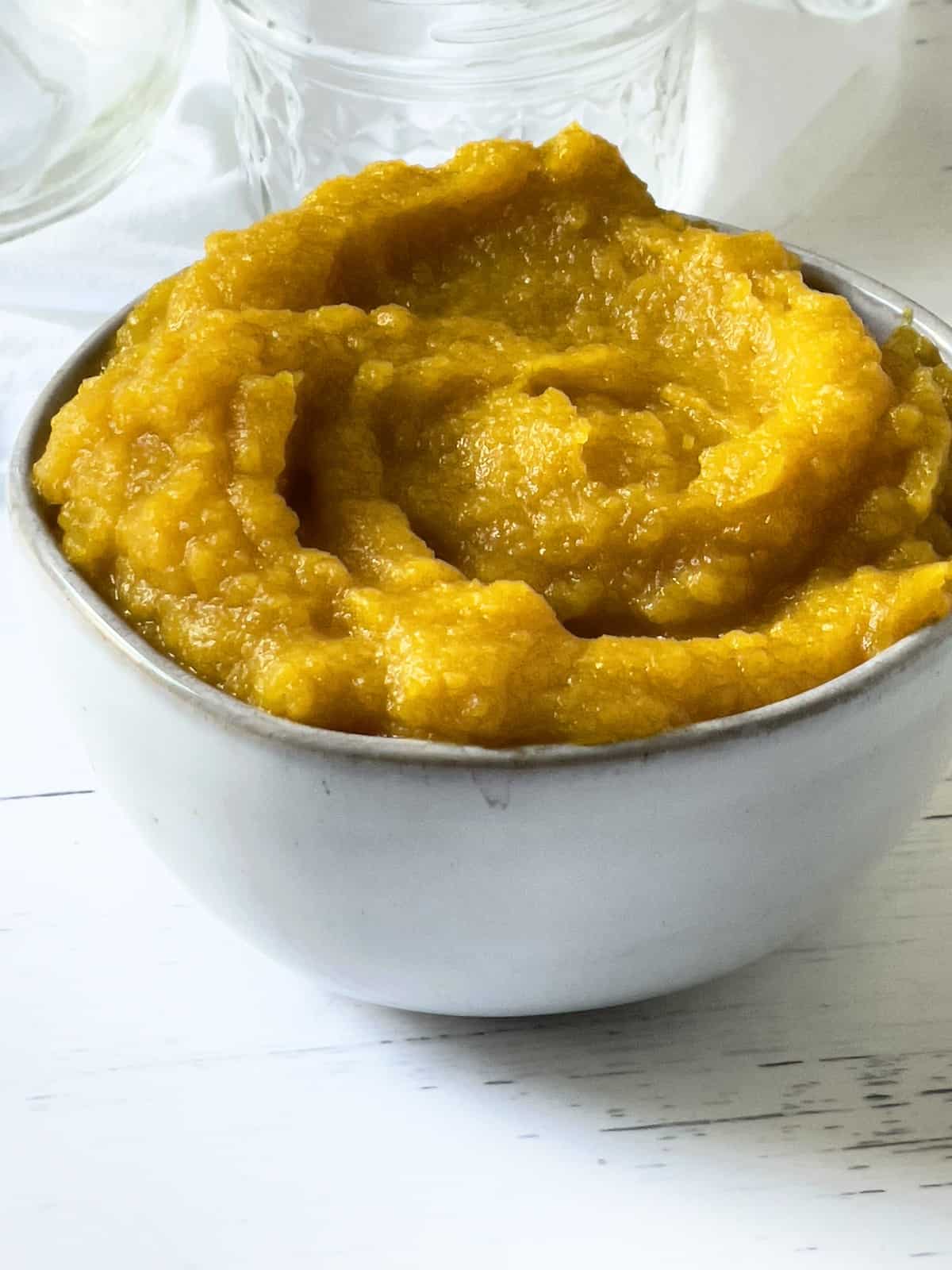 homemade pumpkin puree in a bowl