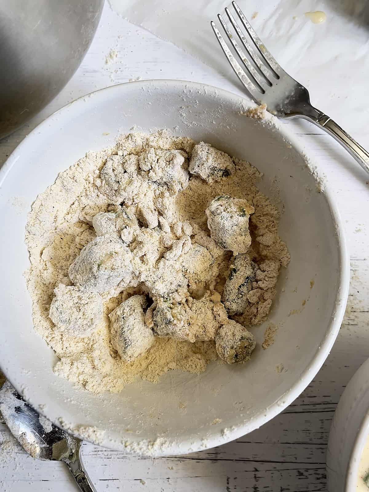 okra in a second coating of cornmeal breading