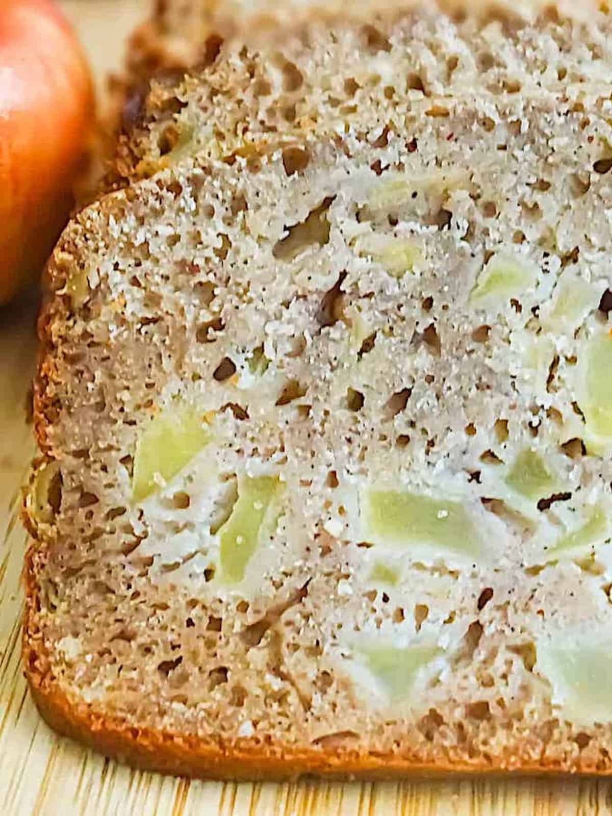 apple cider bread slices on a cutting board