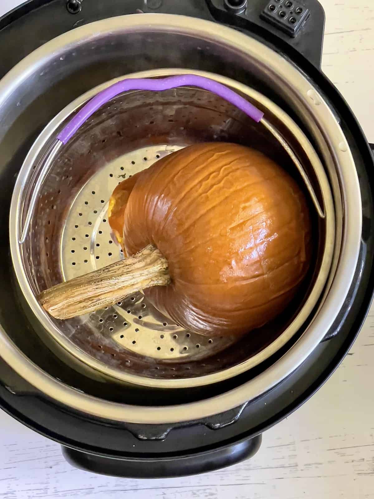 cooked pumpkin inside and instant pot