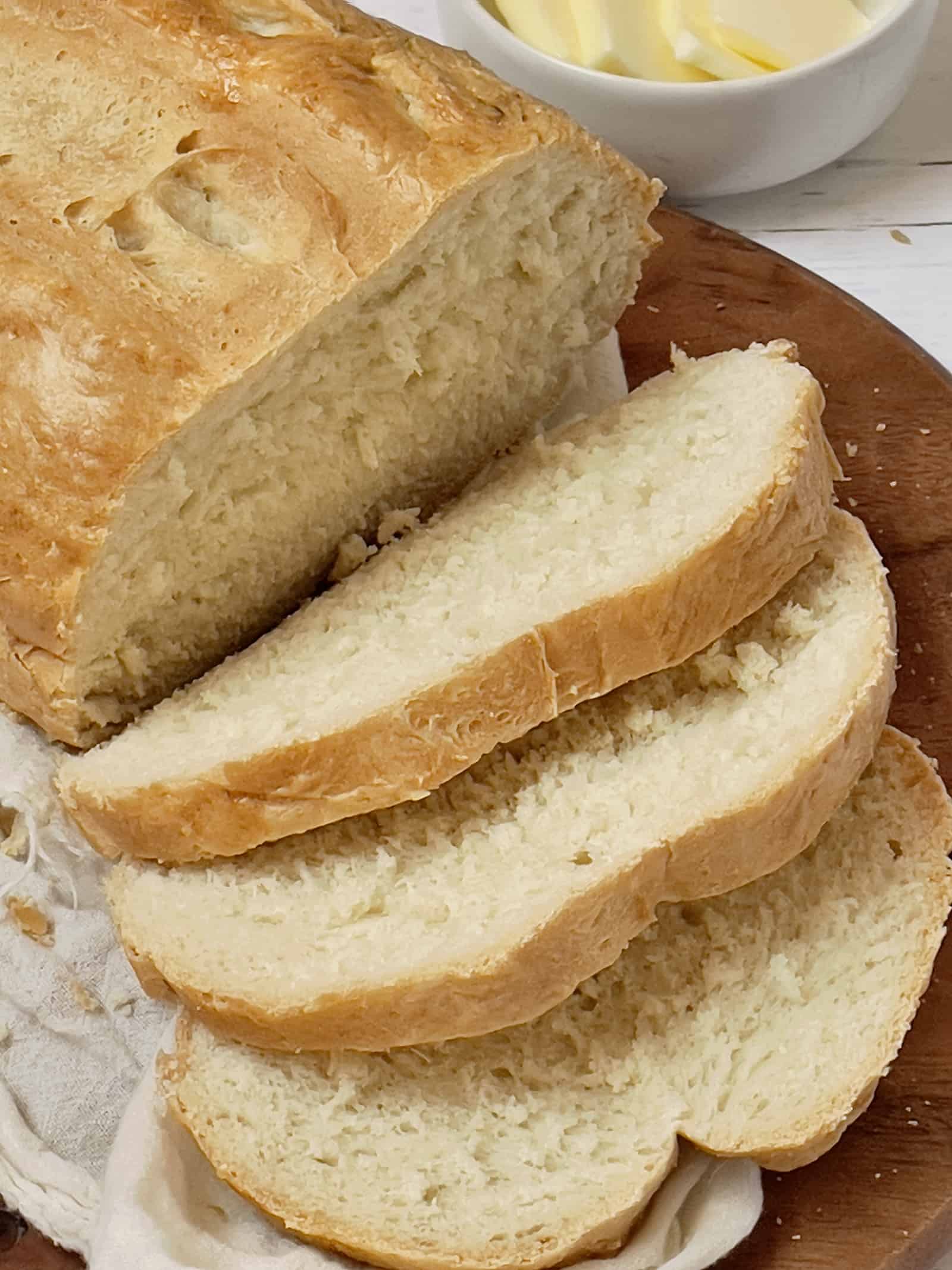 sliced Italian bread on a cutting board