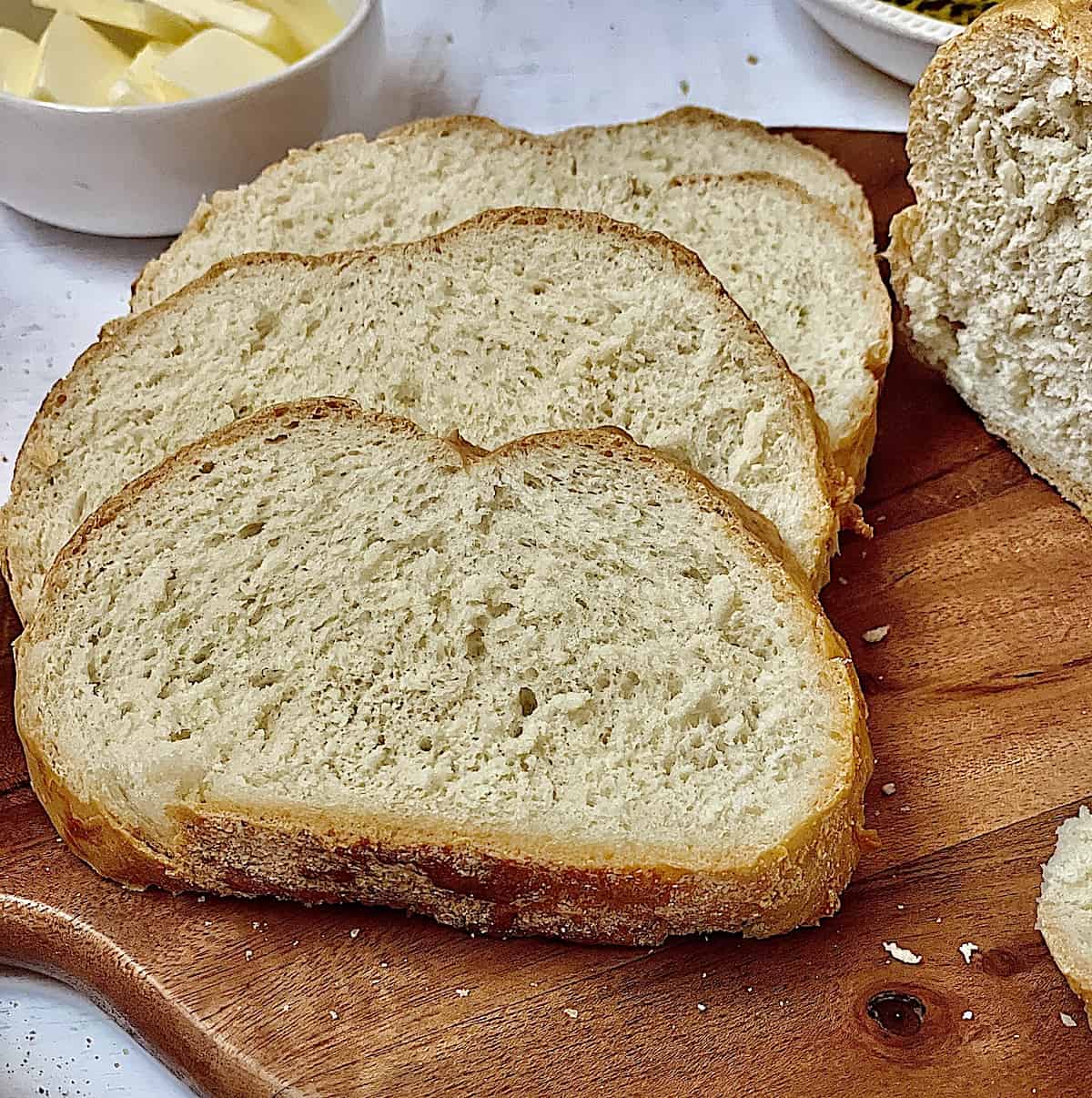 close up of Italian bread slices 