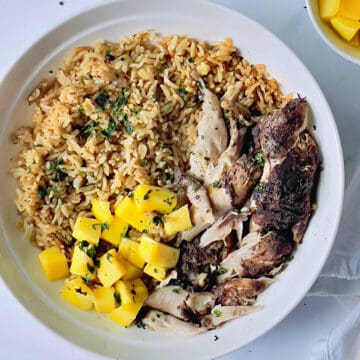 instant pot jerk chicken with rice and mango