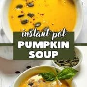 instant pot pumpkin soup in a white bowl