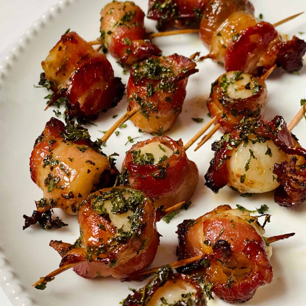 Bacon Wrapped Scallops, Marinated to Perfection