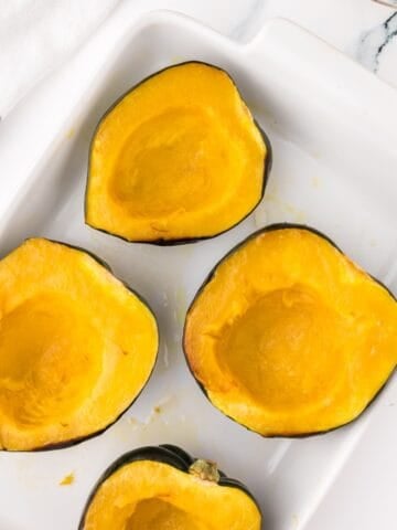 instant pot acorn squash on a serving tray