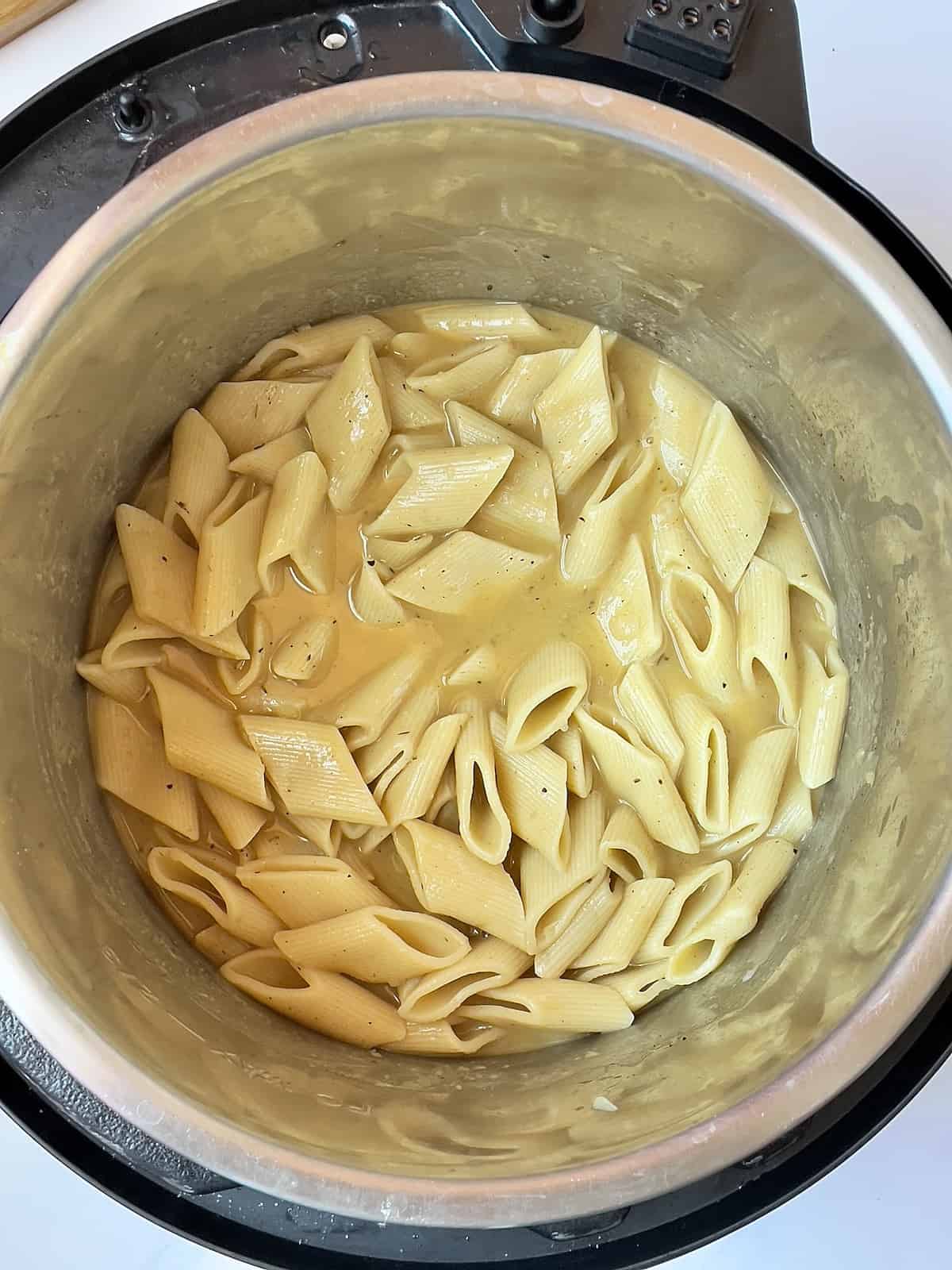cooked acorn squash pasta sauce in a pressure cooker
