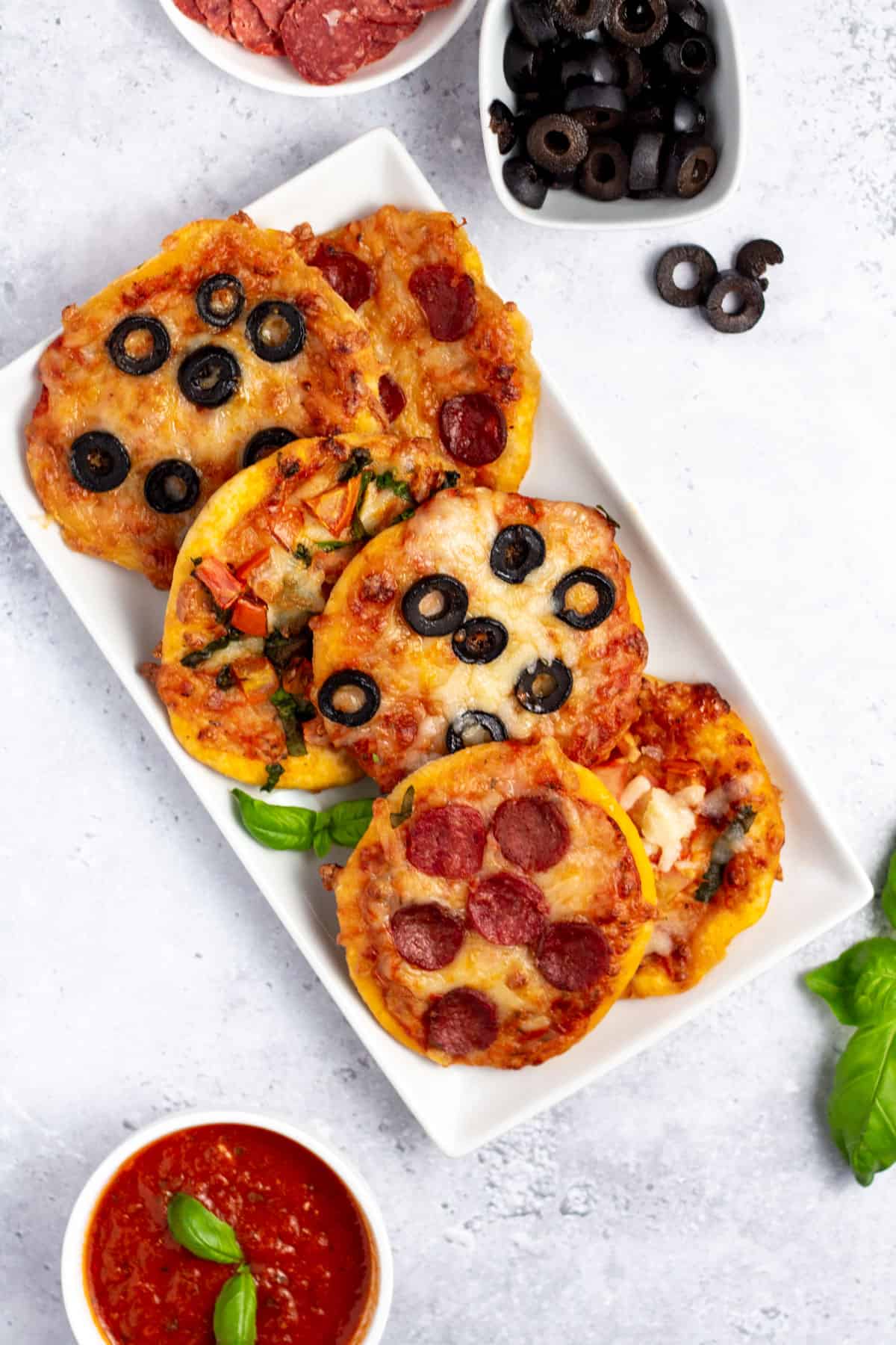 air fried mini pizza on a serving plate