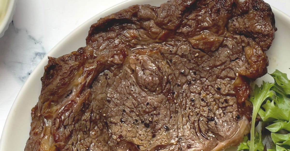 Marinated Air Fryer Ribeye Steak Recipe (Bone-In)