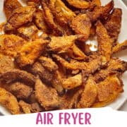 CRISPY AIR FRIED BLOOMING ONION PETALS ON A WHITE PLATE WITH SERVING SAUCE