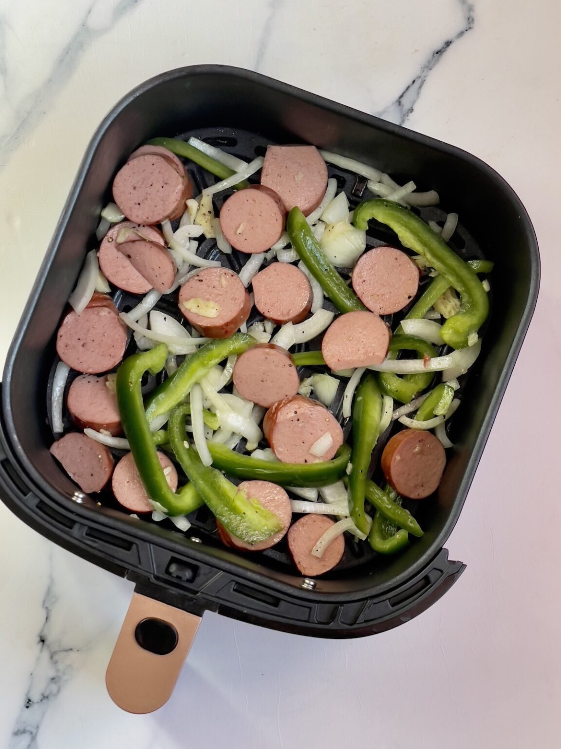 Air Fryer Kielbasa and Peppers Tasty Oven