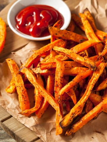 frozen crispy sweet potato fries made in the air fryer