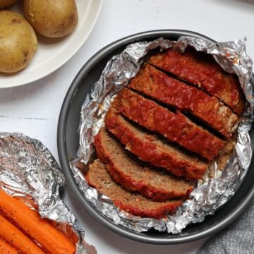 pressure cooker meatloaf in a foil pan